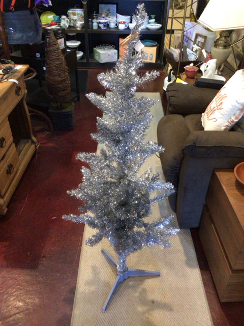 Christmas Silver Tinsel Tree Holiday Item