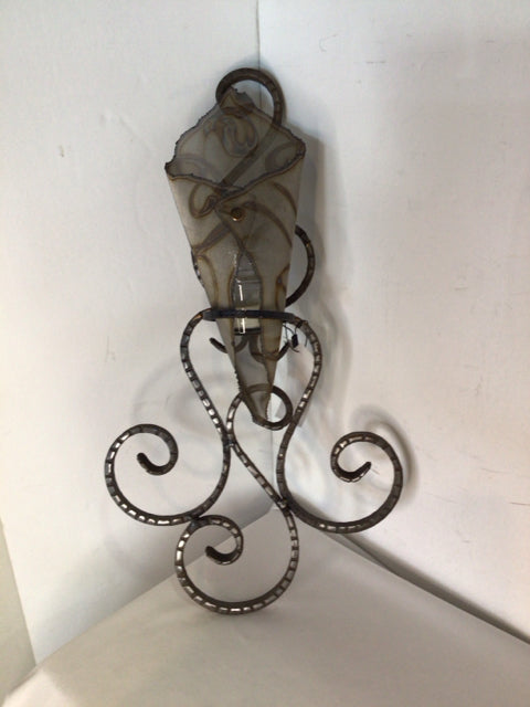 Vintage Brown/Silver Cast Iron Wall Pocket