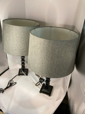 Pair Black/Gray Lamp Set