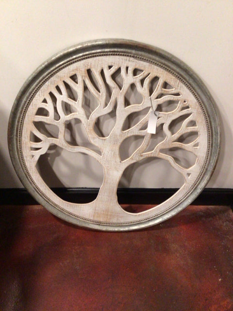 Gray/White Wood Cut Out Wall Hanging Art