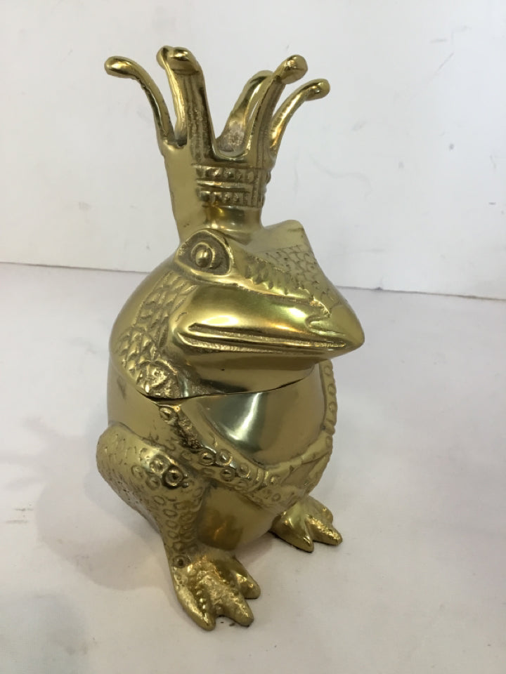 Pottery Barn Gold Metal Frog Trinket Box