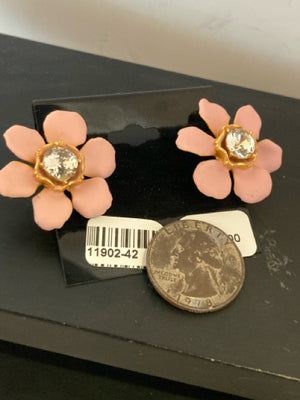 J Crew Pink/Gold Flower Crystal Earrings