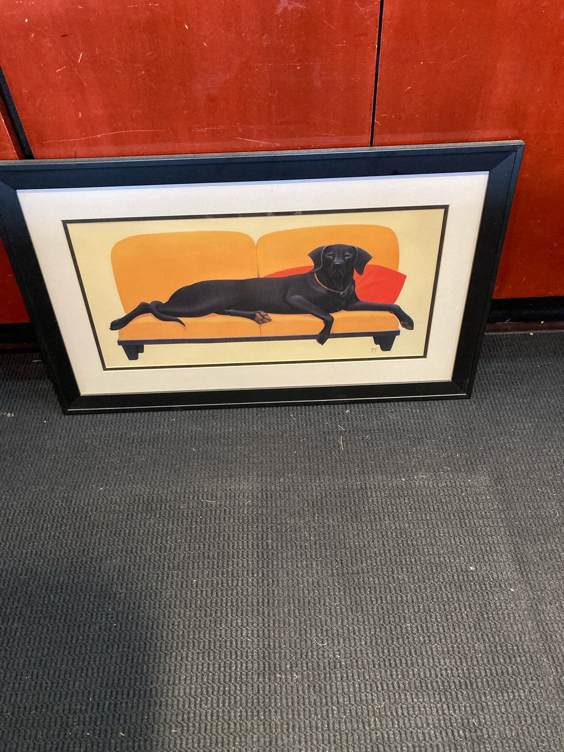 Yellow/Red Dog Framed Art