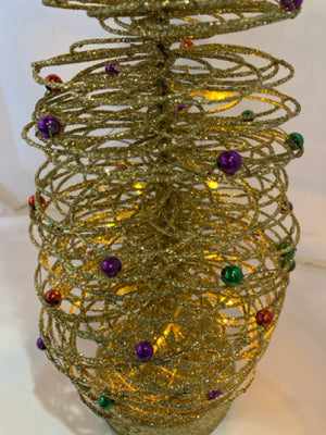 Battery Operated Gold/Multi Wire Glitter Christmas Tree Light up Holiday Item