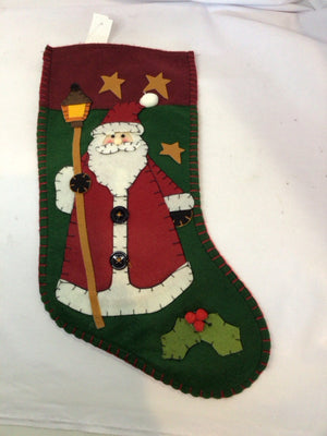 Stocking Red/Green Felt Santa Holiday Item