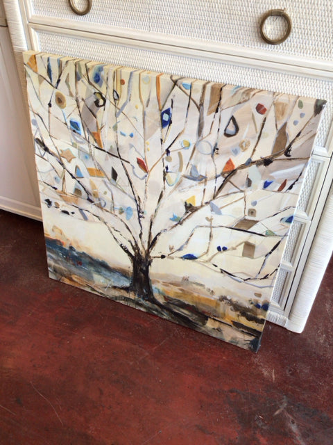 Cream/Black Tree Stretch Canvas Art