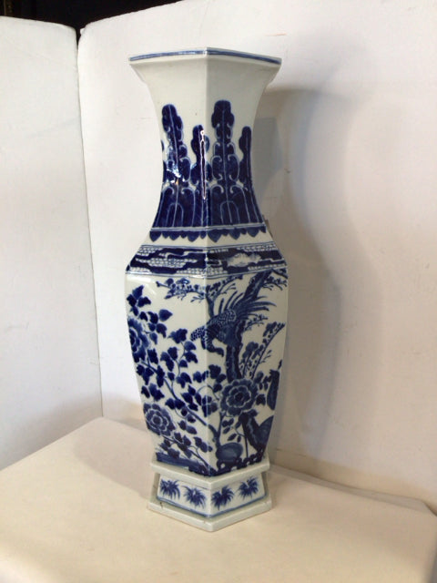 Blue/White Ceramic Floral Vase
