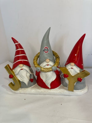 Figurine Red/Gray Resin Gnome Ohio State Holiday Item