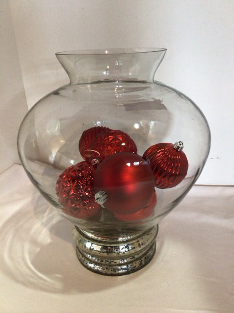 Ornament Red Glass In Vase Holiday Item