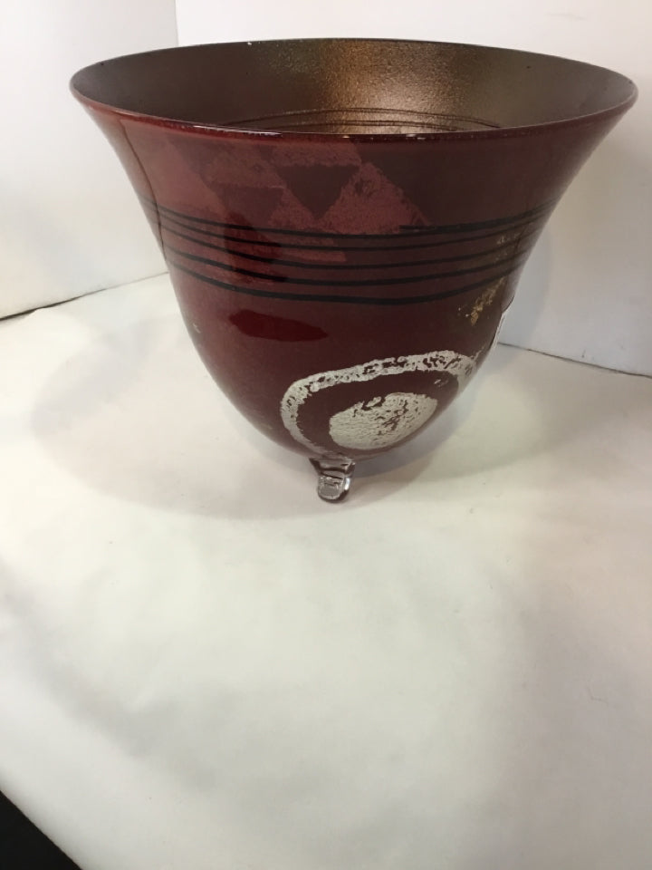 Urn Red Metal Glazed Planter