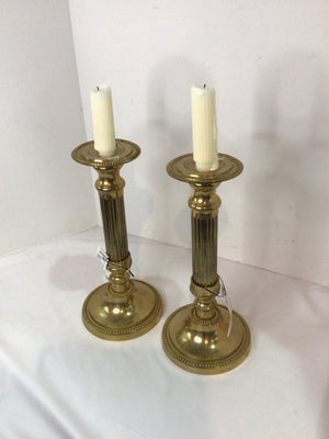 Gold Brass Pair Candle Holders