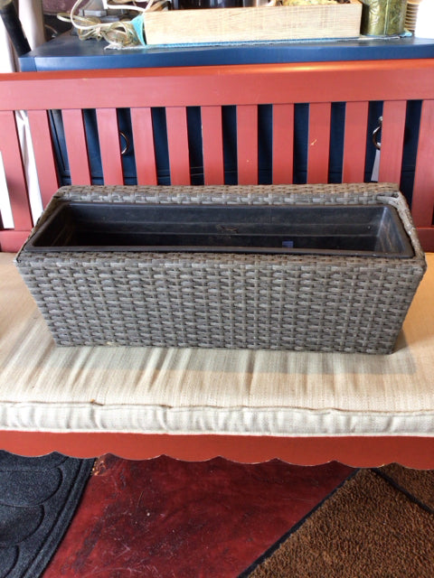 Outdoor/Outside Brown Resin Divided Planter