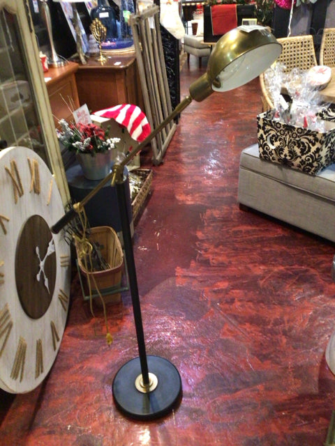 Floor Black/Brass Metal Adjustable Lamp