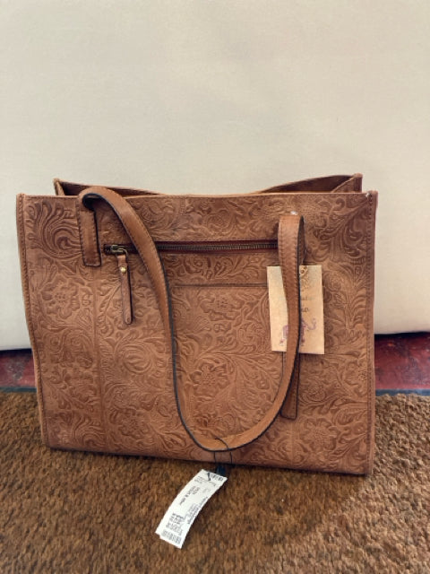 Leather Brown Tooled Purse