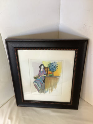 Tarkay Numbered Blue/Multi Woman Framed Art
