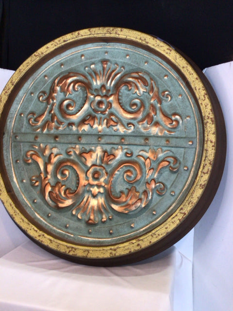Metal Medallion Brown/Green Wall Decoration Art