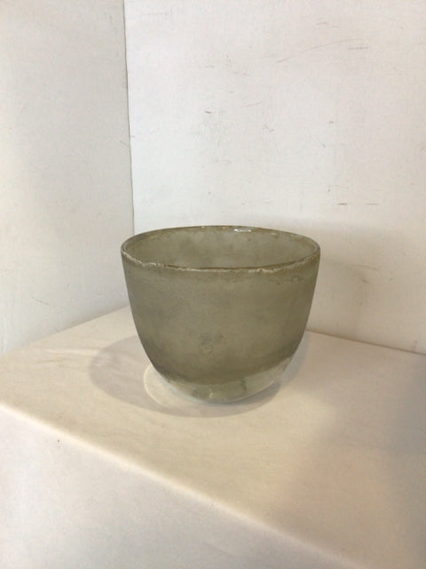 Place & Time Green Frosted Glass Bowl