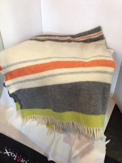 West Elm Cream/Multi Wool Stripe Blanket