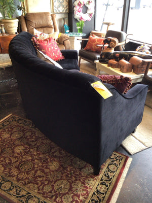 Macy's Velvet Curved Tufted Black Sofa/Couch