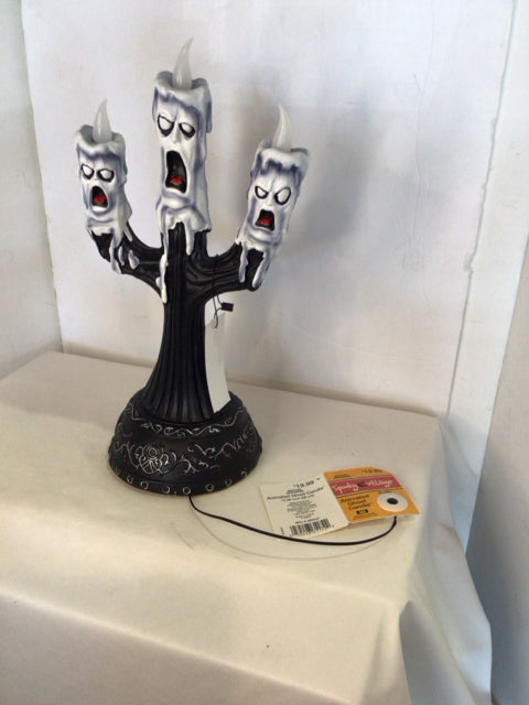 Halloween Black/White Plastic Candlestick Holiday Item