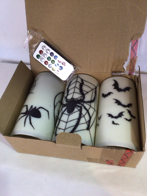 Halloween White/Black Wax Electric Candle Holiday Item