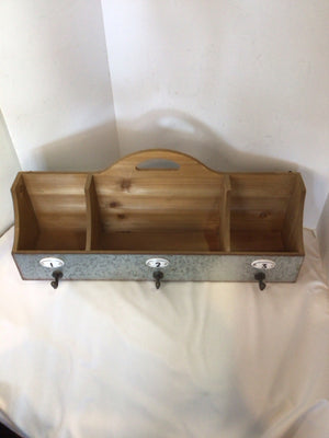 Wood Divided Hook Shelf