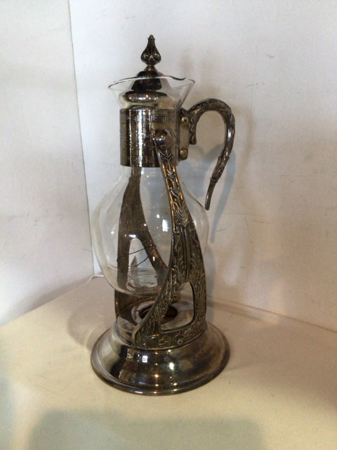 Vintage 2 Piece Silver Silver Plated Tilted Carafe