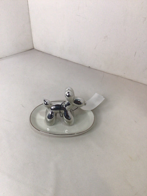 Two's Company Ring White/Silver Porcelain Dog Dish