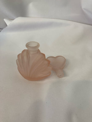 Japanese Vintage Perfume Pink Frosted Glass Heart Bottle