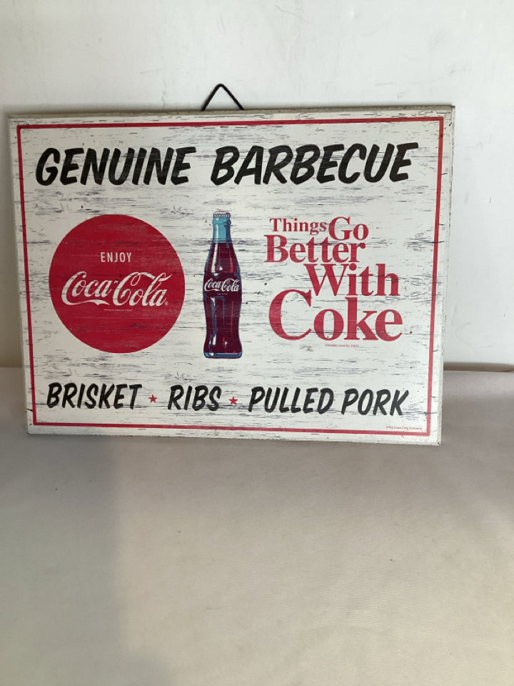 Red/White Wood Coke Sign