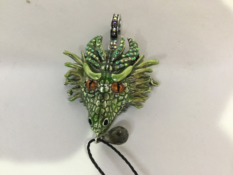 Kirk's Folly Green Dragon Rhinestone Pendant