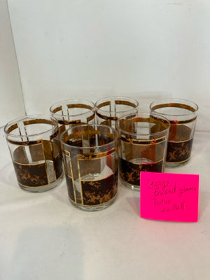 George Briard Set of 6 Tortoise Glass Low Ball Glasses