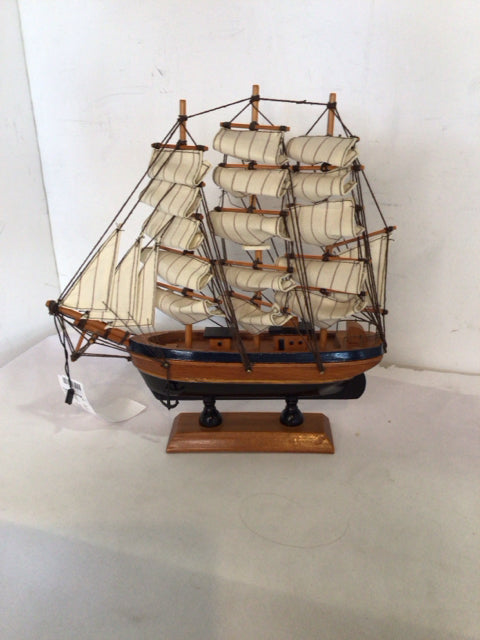 Tan Wood Canvas Ship Statue