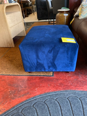 Velvet Blue Ottoman