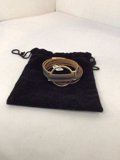 Meghan Browne Leather Gray Wrap Bracelet