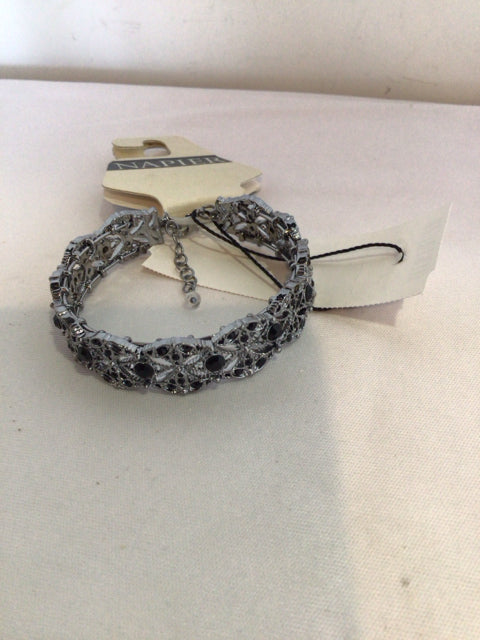 Napier Silver/Black Bangle Bracelet