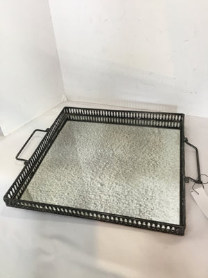 Mirrored Silver Metal Tray