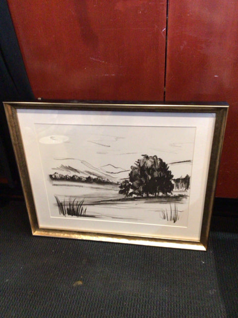 White/Black Landscape Framed Art