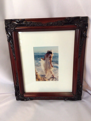 Impressionism Blue/White Woman Framed Art