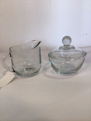 Pair Clear Glass Sugar/Creamer