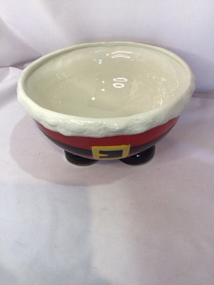 St. Nicholas Square Bowl Red/white Ceramic Santa Holiday Item