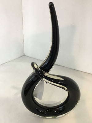 Abstract Black Glass Sculpture