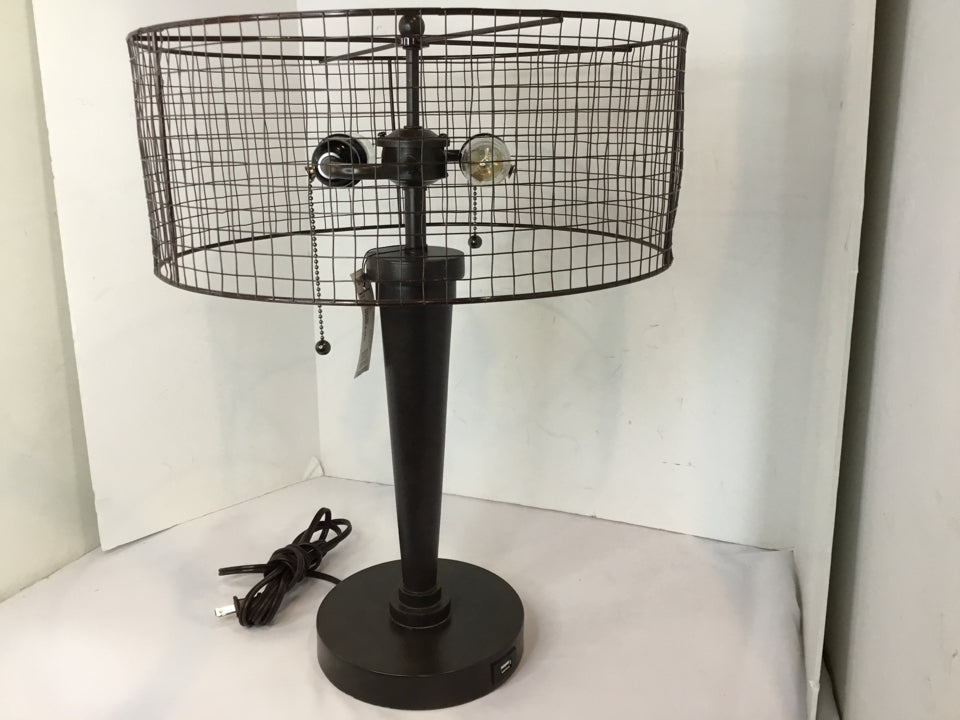 Industrial Brown Metal Wire Lamp