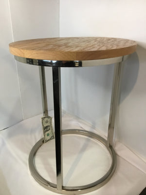 Modern Wood/Metal Round Silver/Natural Table