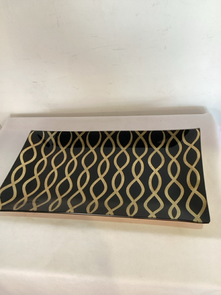 Black/Gold Glass Tray