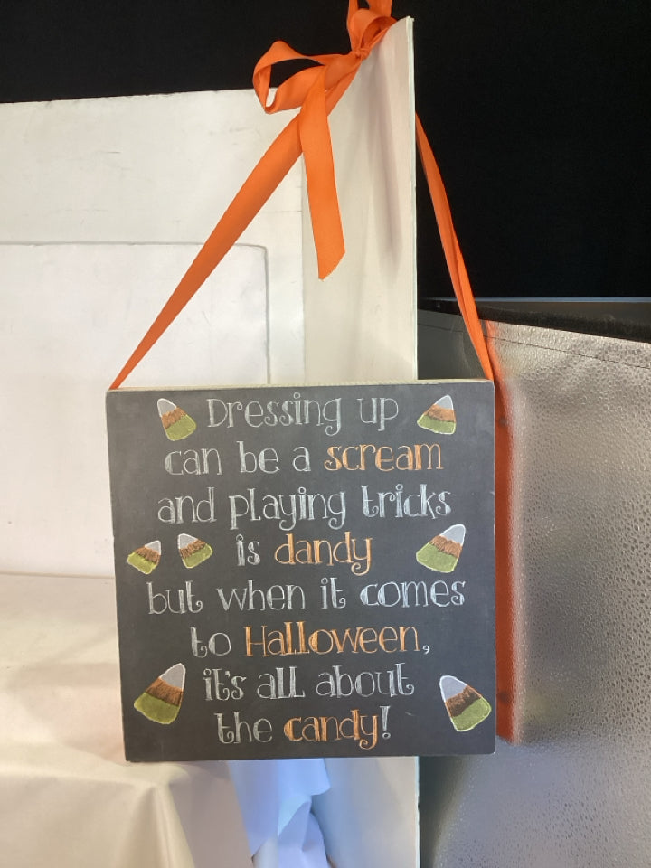 Halloween Gray/Orange Wood Wall Hanging Words Holiday Item