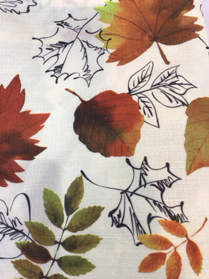 Table Cloth Cream/Orange Polyester Fall Leaves Holiday Item