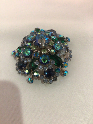 Aqua Rhinestone Pin