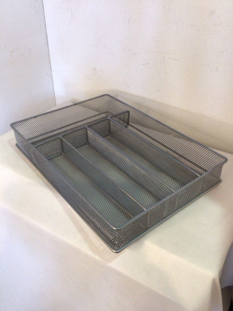 Silver Mesh Divided Silverware Caddy