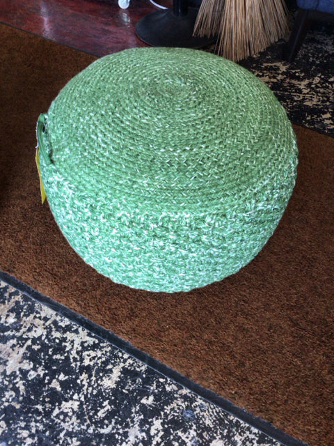 World Market Woven Green Ottoman